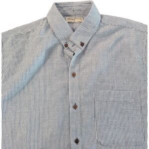 Kenny Flowers Men's Size XL White/Blue Striped Island Classics Button Down Shirt